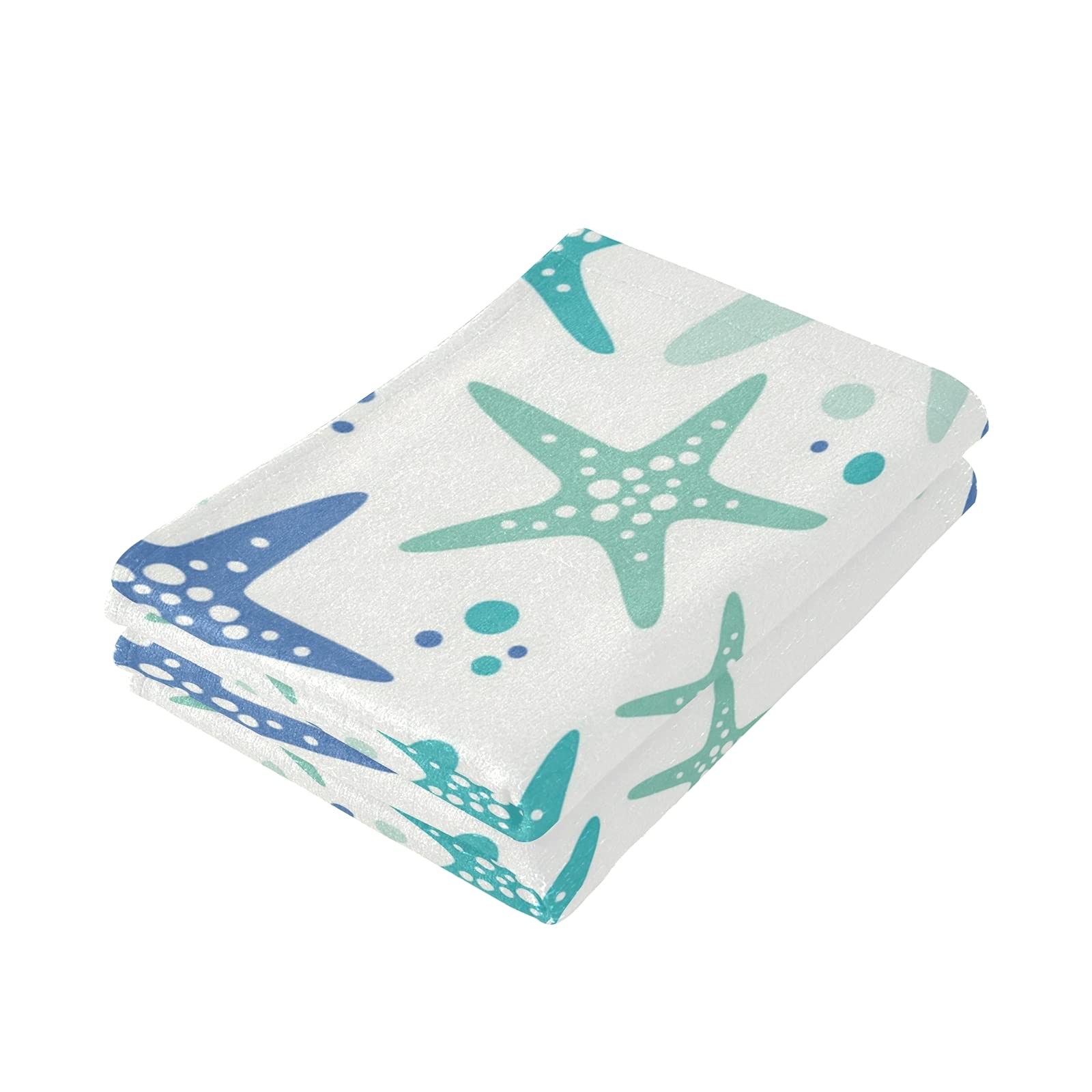 CHIFIGNO Cute Starfish Face Towels for Skincare - 2 Pack Soft Washcloths, Absorbent Dish Towels for Kitchen & Fingertip Bath Towels | Perfect for Spa Day, Facial Cleansing & Gentle Exfoliation