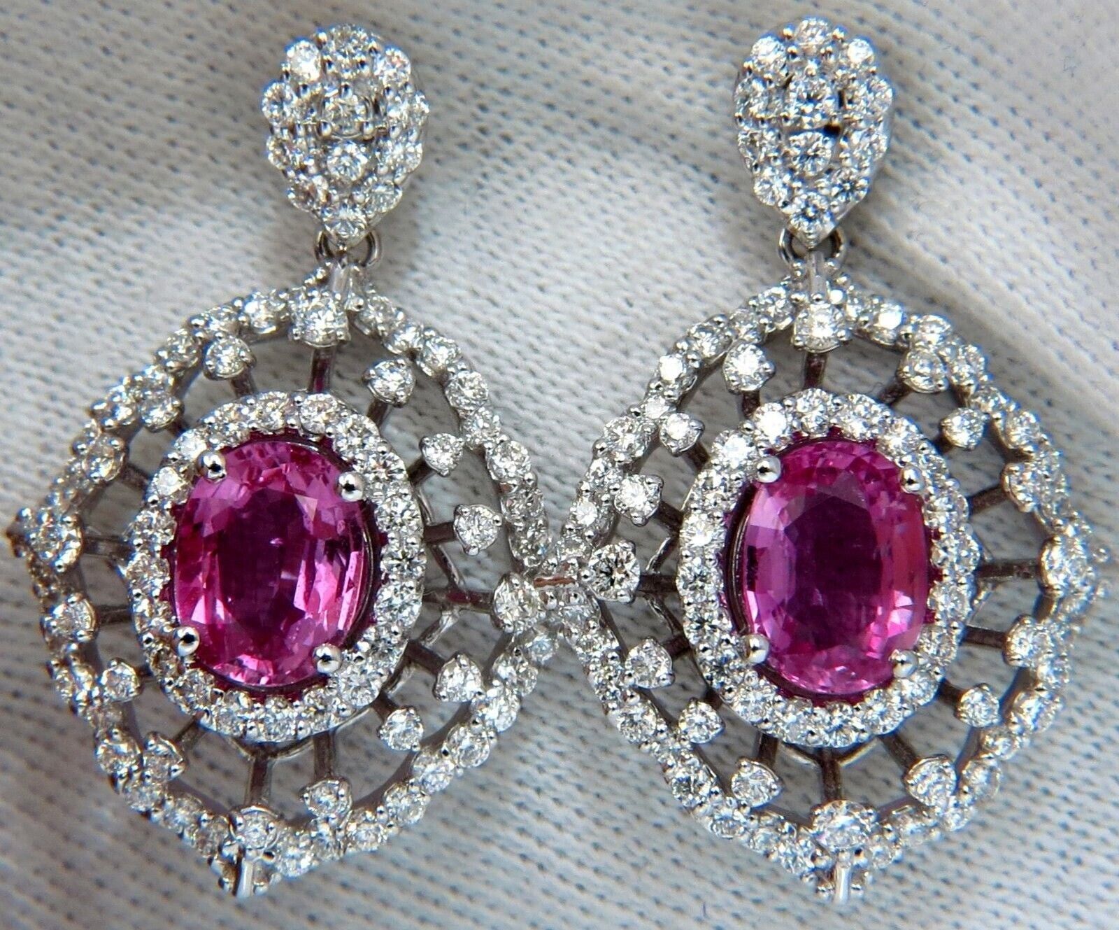 14kt Pink Sapphire and Diamond Dangle Earrings - GIA Certified | Elegant Jewelry for Weddings, Parties & Special Occasions