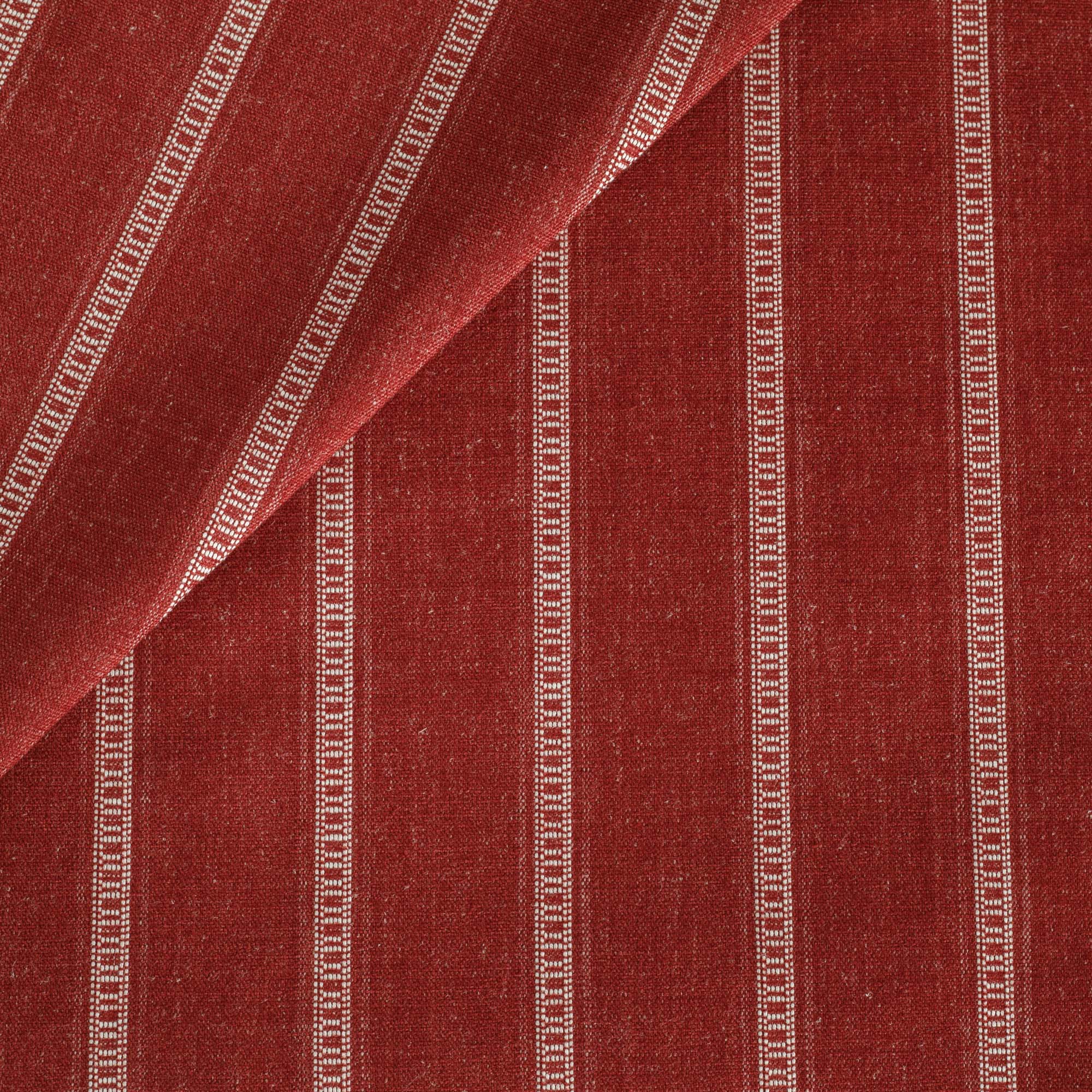 Brunswick Stripe Fabric - Pomegranate Red Upholstery Material for Sofas, Chairs & Home Decor | Premium Cotton Blend Textile