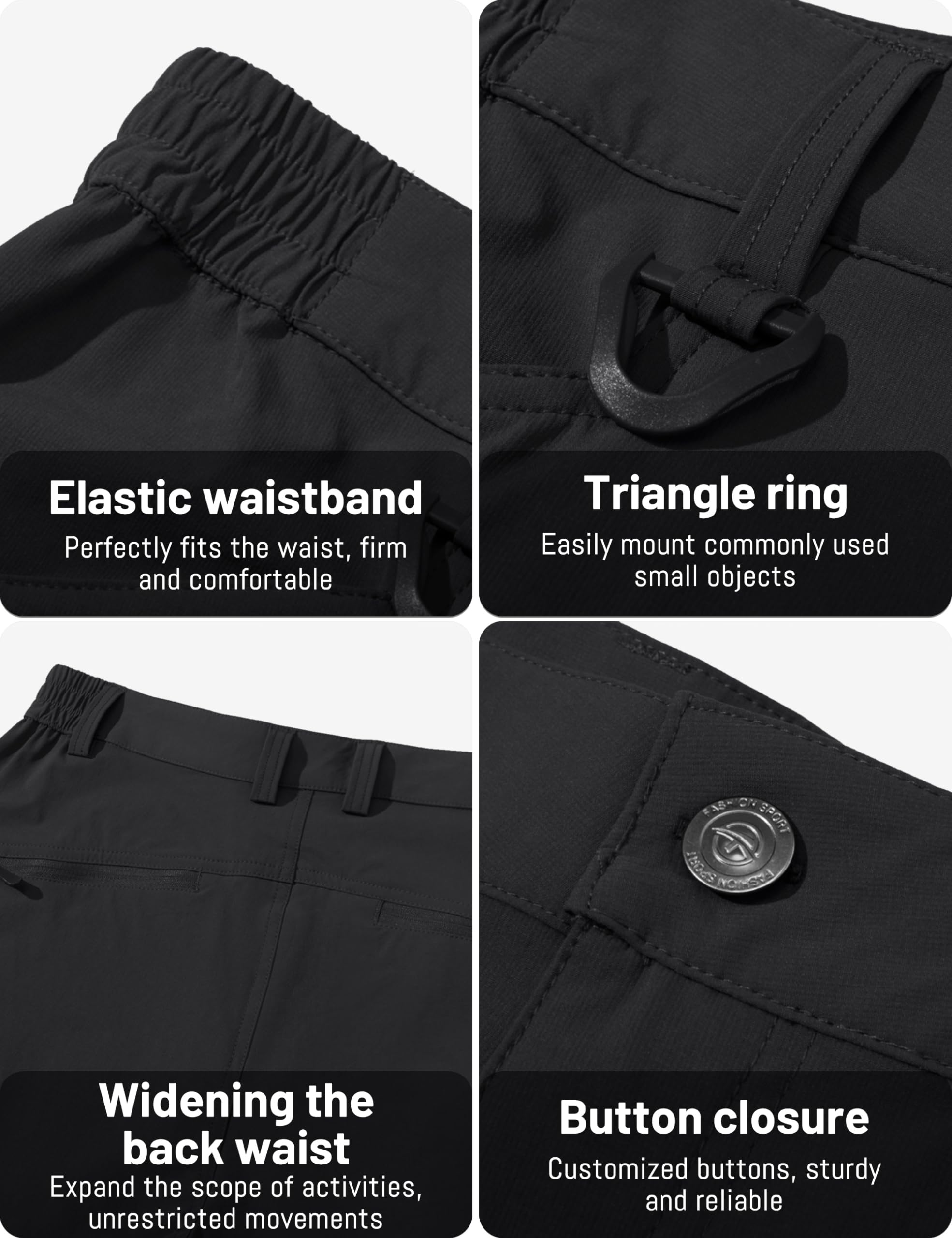 TACVASEN Men's Lightweight Hiking Tactical Pants - Waterproof Quick Dry Cargo Work Pants with 8 Pockets for Outdoor, Camping & Rainy Weather Adventures
