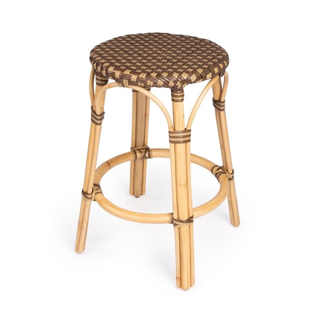 Home Square 2-Piece Brown Rattan Counter Stool Set - Perfect for Kitchen Islands, Breakfast Bars & Home Decor