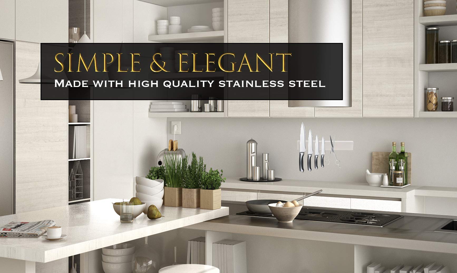 12 Inch Stainless Steel Magnetic Knife Holder for Wall - Strong Knife Strip Rack for Kitchen Knives & Utensils - Perfect for Home Chefs & Professional Kitchens
