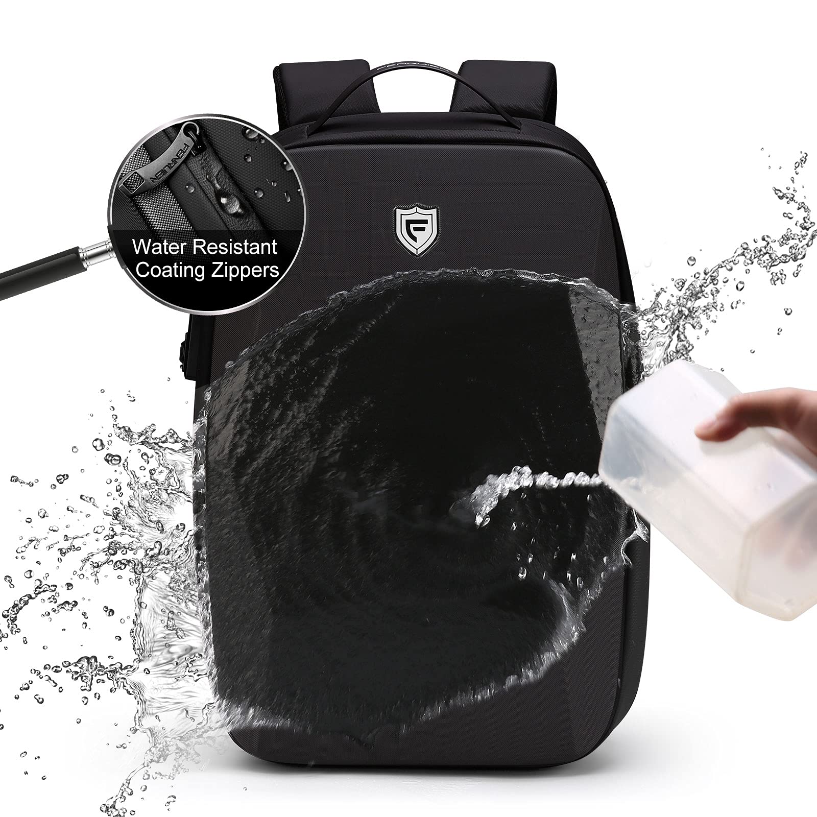FENRUIEN 17.3-Inch Anti-Theft Waterproof Laptop Backpack for Men - Durable Hard Shell Business Travel & Gaming Computer Bag with USB Charging Port - Perfect for Work Commute, College Campus & Airplane Carry-On