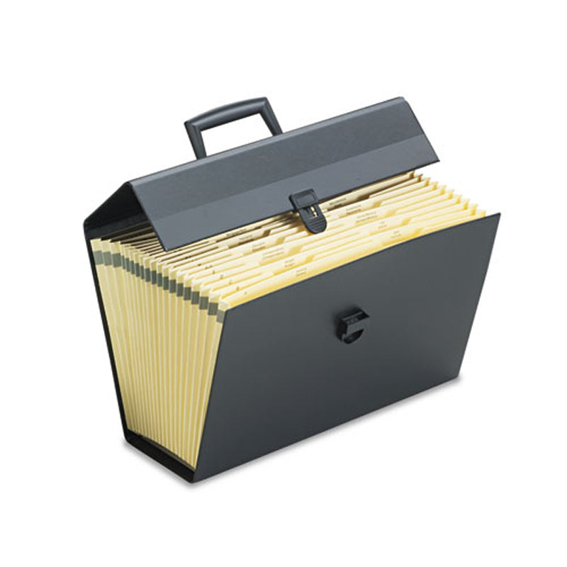 Portafile™ Expanding File Organizer with Latch Closure & Carry Handle - 19 Pockets for Letter/Legal Size Documents - Black Office File Folder for Home, School, and Business Organization
