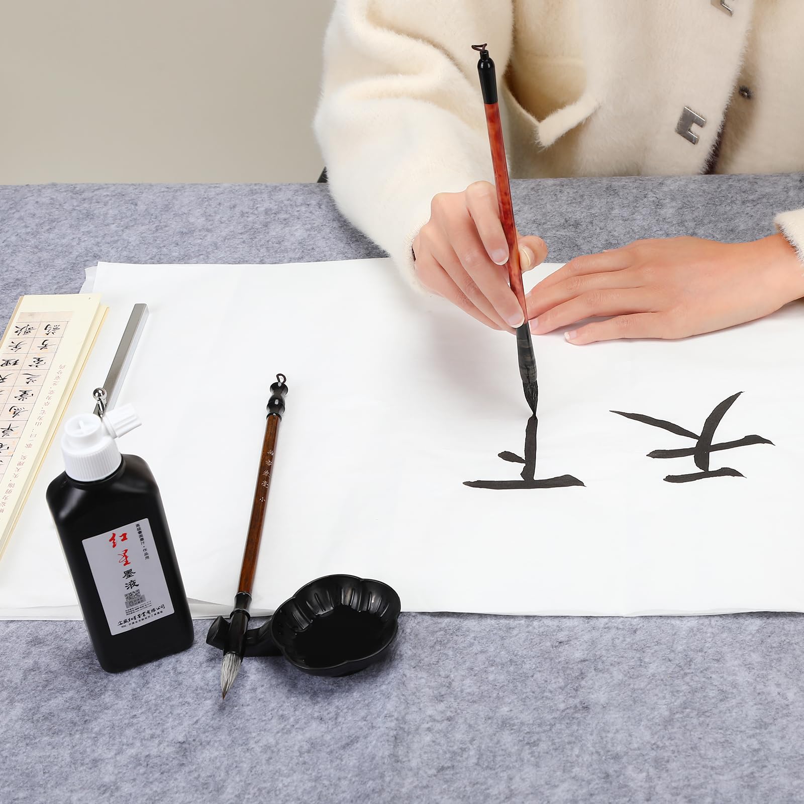 Premium MEGREZ Sumi Ink - 6.35oz (180ml) Black Calligraphy Ink for Chinese & Japanese Brush Writing, Drawing Practice - Ideal for Traditional Calligraphy, Art Projects, and Zen Meditation