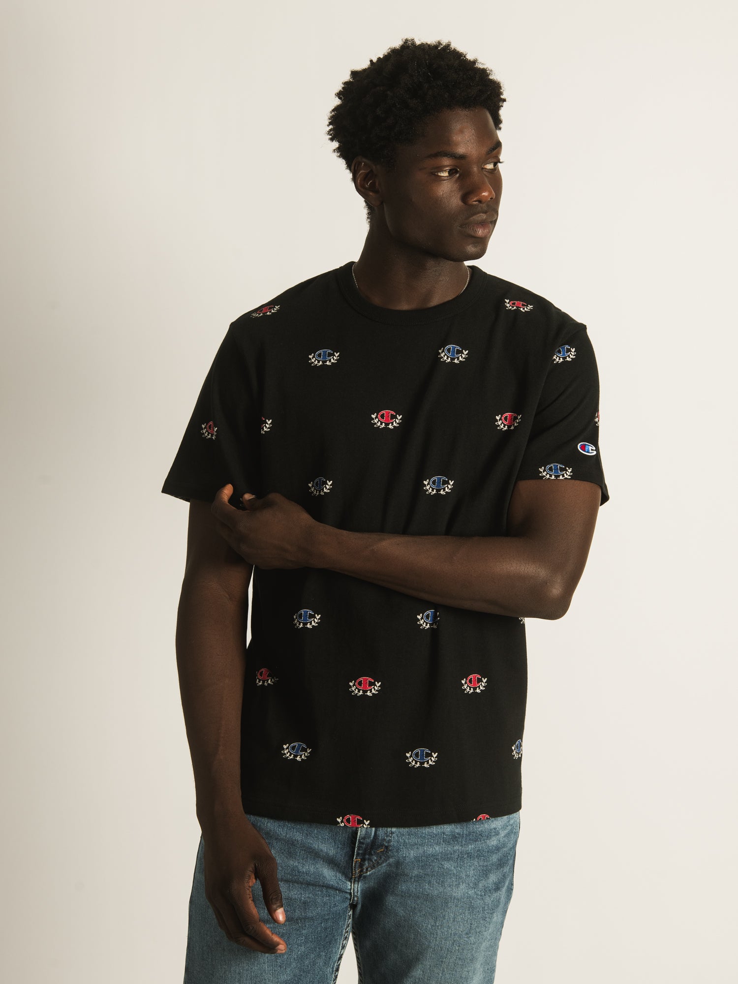 Champion Heritage Short Sleeve Sketch C Laurel Graphic T-Shirt - Men's Casual Cotton Tee for Streetwear & Everyday Wear