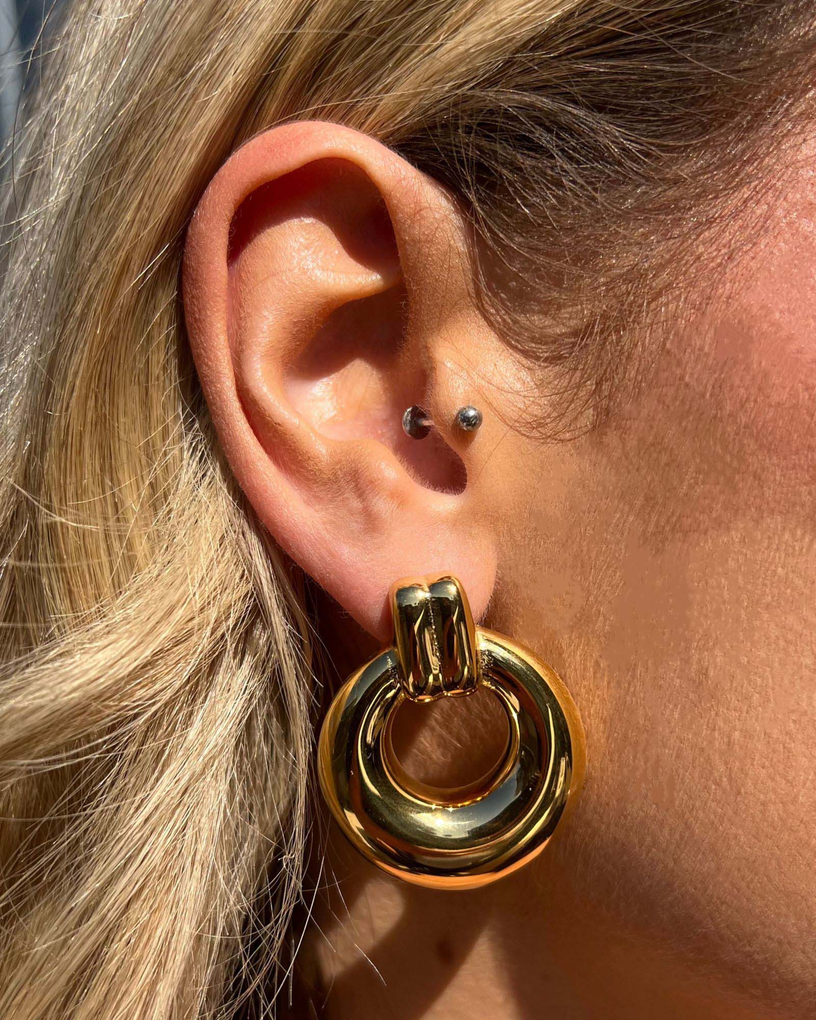 Izoa Gianna Stud Earrings for Women - Elegant Gold Plated Cubic Zirconia Earrings | Perfect for Everyday Wear, Parties & Special Occasions
