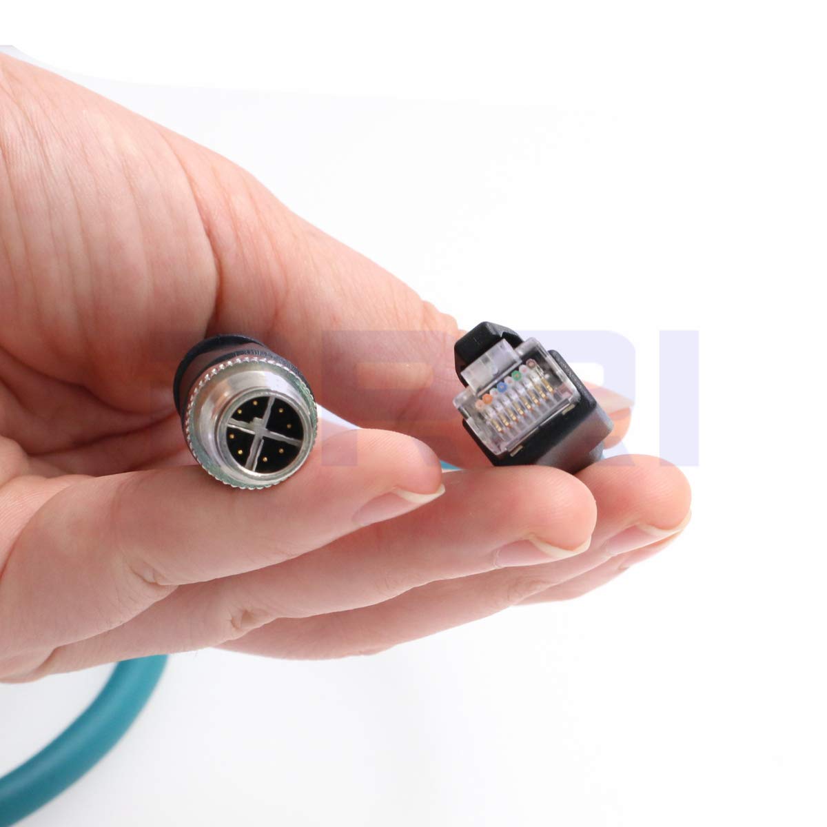 DRRI M12 X-Coded 8 Pin to RJ45 Cat 7e Shielded Ethernet Cable - 3M Gigabit Network Cable for Cognex 262 Cameras & Barcode Scanners | Industrial Automation, Factory Equipment Connectivity