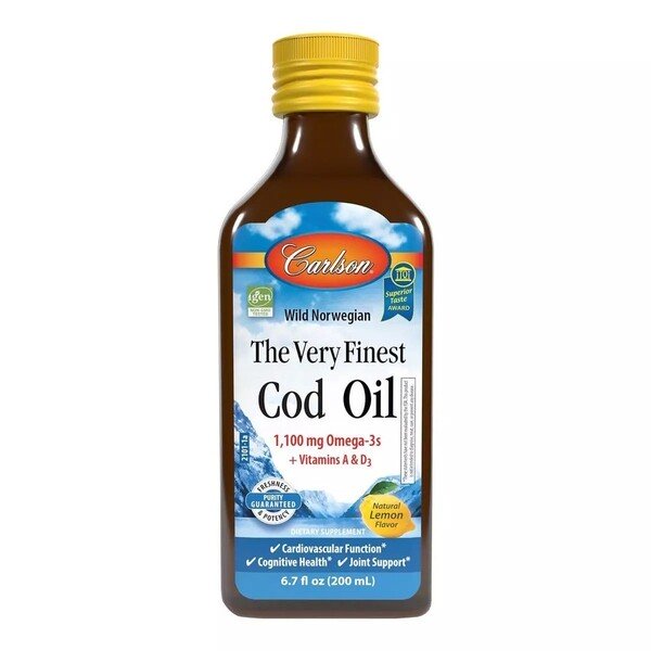 Carlson Labs Wild Norwegian Cod Liver Oil with Lemon Flavor - 200ml Bottle | Premium Omega-3 Supplement for Heart, Brain & Joint Health | Ideal for Daily Wellness Routine & Immune Support