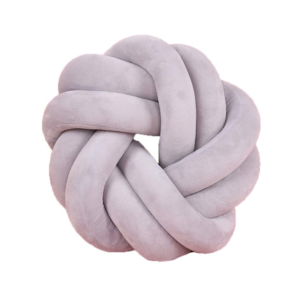 Soft Knitted Braid Knot Ball Pillows - Plush Throw Pillow for Sofa, Bed & Home Decor - Creative Knotted Ball Cushion Photography Prop (Light Grey) - Perfect for Cozy Living Rooms, Nursery Decor & Instagrammable Home Styling