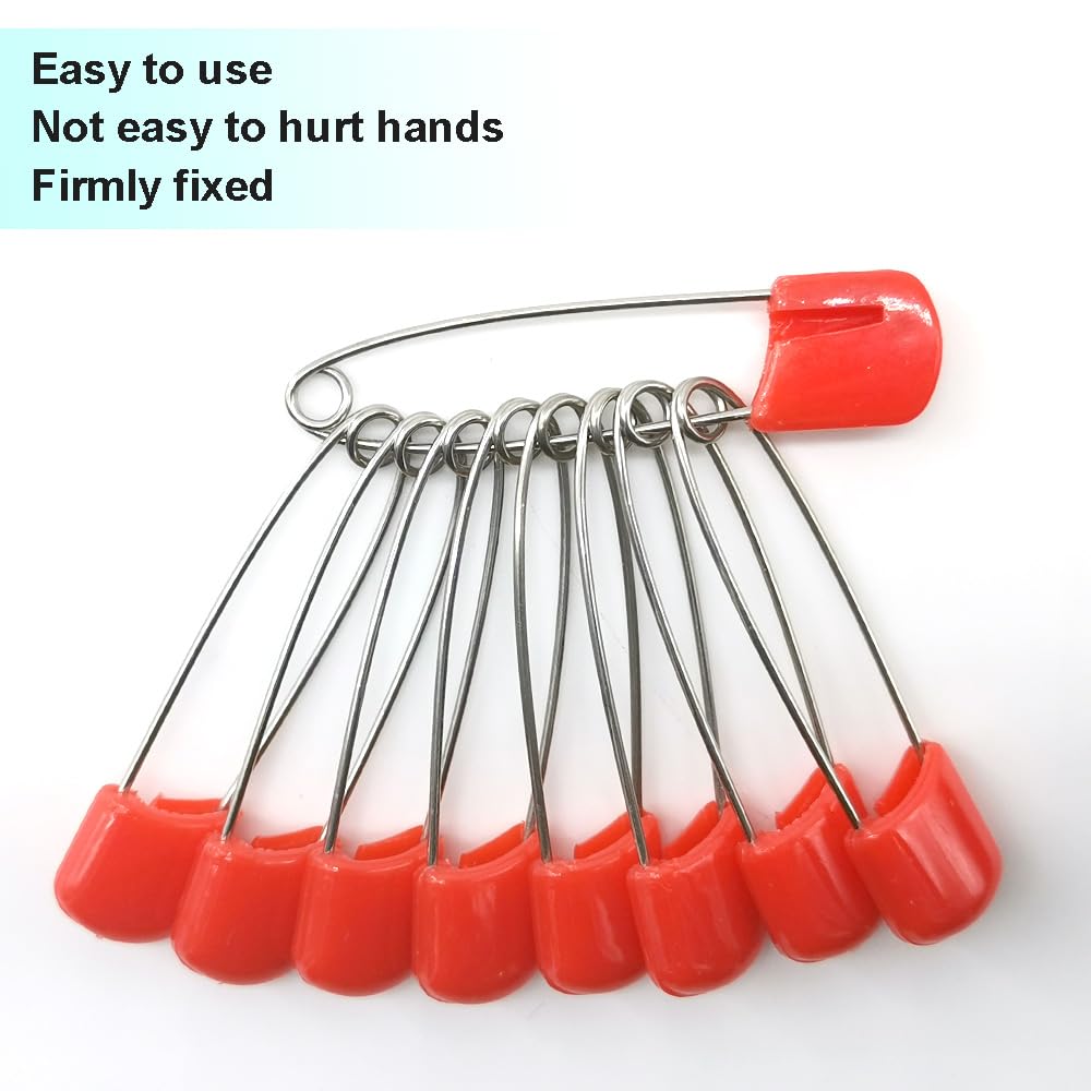 50 Pcs Safety Diaper Pins with Plastic Head & Lock - for Baby Cloth Diapers & Blankets