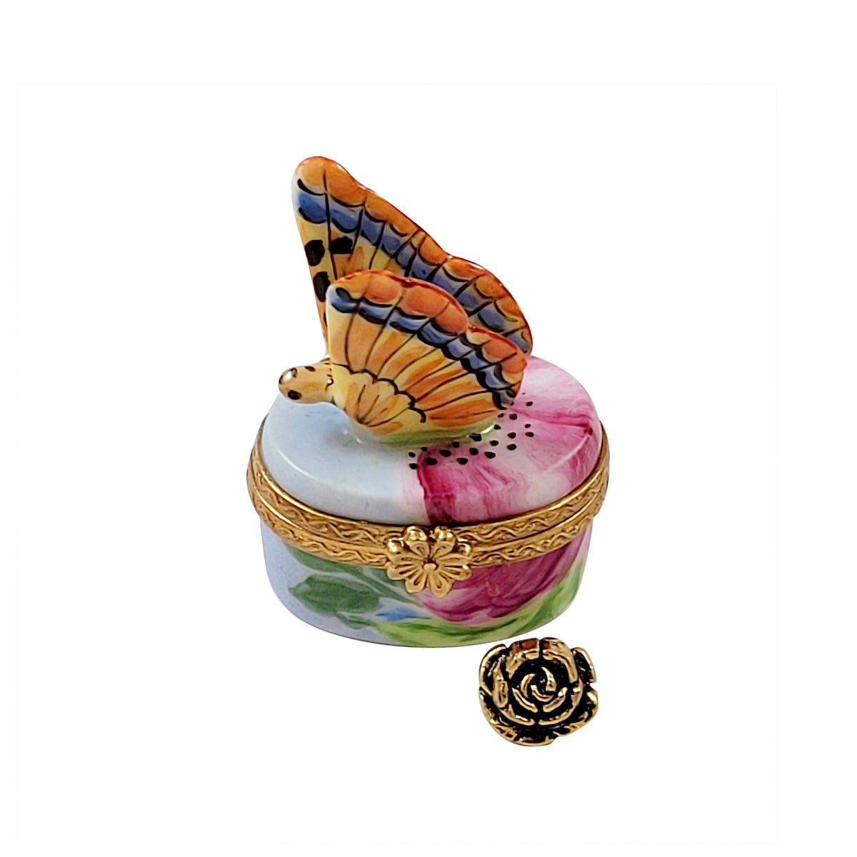 Exquisite Monarch Butterfly Limoges Porcelain Box - Hand-Painted Collectible Trinket Jewelry Box - Perfect for Home Decor, Gift Giving & Butterfly Lovers
