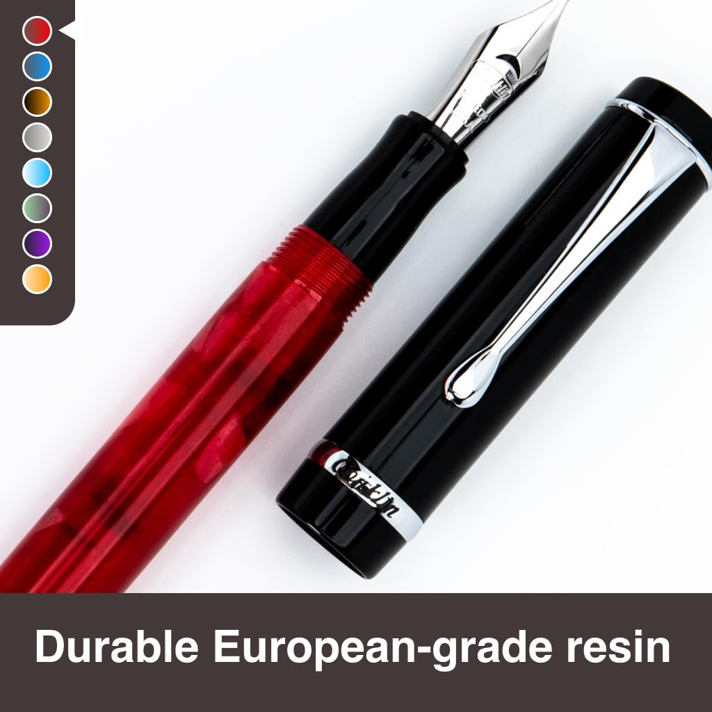 Conklin Duragraph Fountain Pen - Red Nights Fine Nib Luxury Writing Instrument with Bold Red Finish | Perfect for Calligraphy, Journaling & Signature Writing