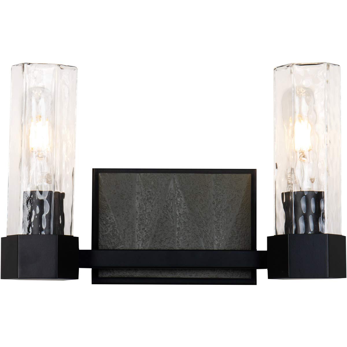 Lucas & McKearn Navarre Bathroom Vanity Light - 2-Light Black & Grey Modern Fixture for Bathroom, Powder Room, or Dressing Area