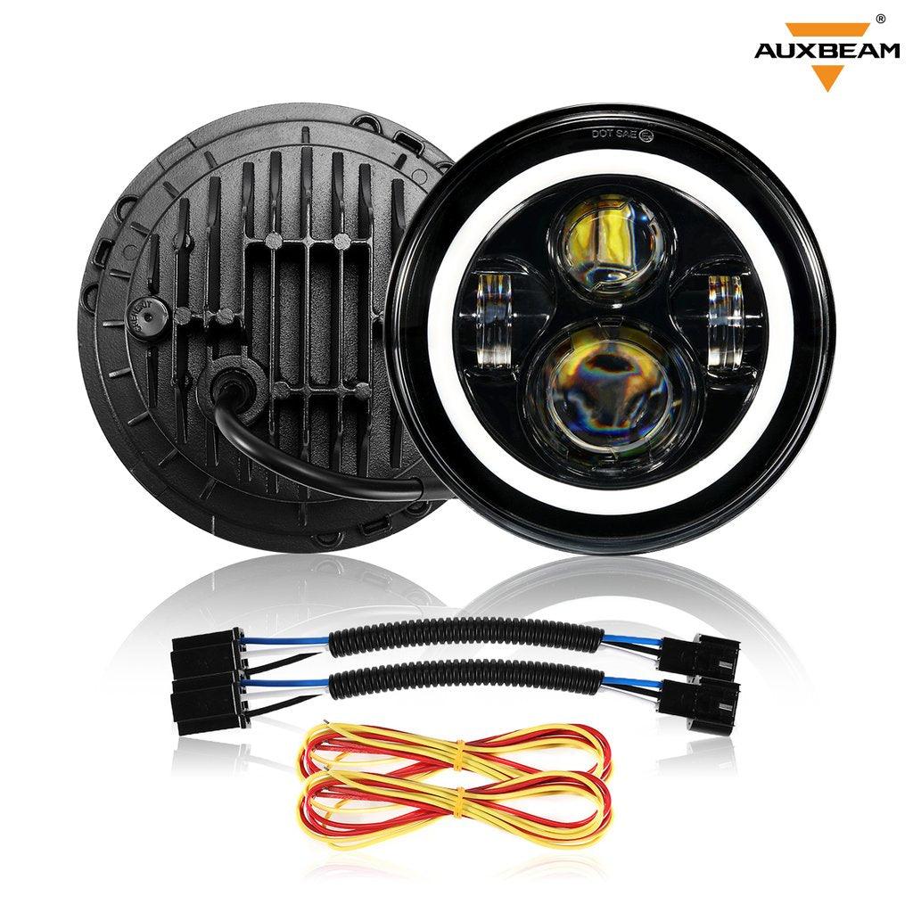 7'' LED Headlight with Halo Ring + 4'' LED Fog Light + LED Smoke Tail Light + Front Turn Signal & Side Marker Light Kit for Jeep Wrangler JK - Off-Road Adventure & Night Driving Upgrade