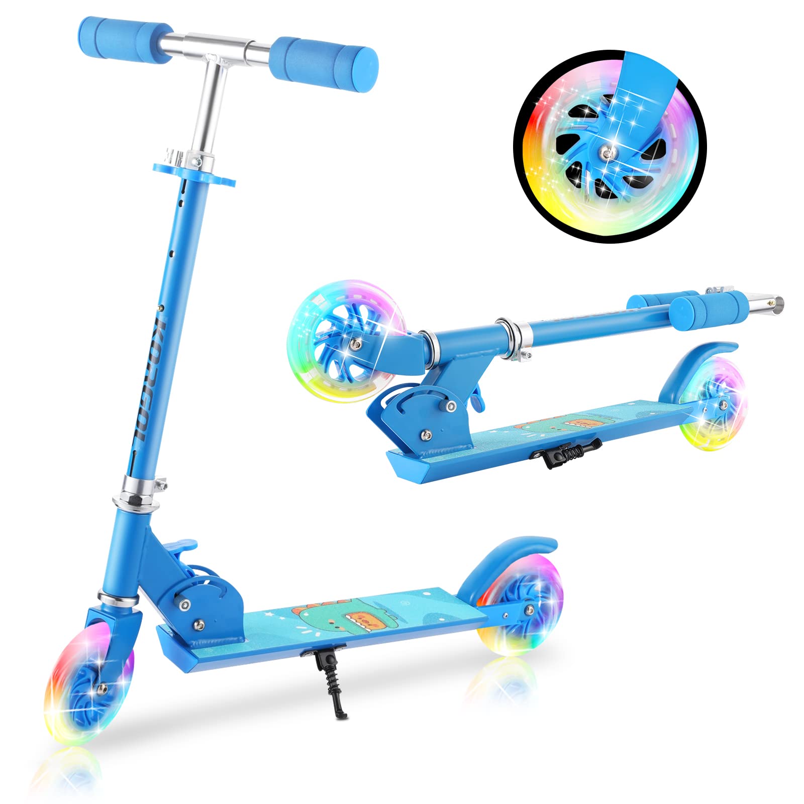 **Best Kids Kick Scooter for Ages 3-12 - LED Light Up Wheels, 3-Level Adjustable Handlebar, Lightweight & Foldable 2-Wheel Scooter in Girly Pink - Perfect for Christmas & Birthday Gifts for Girls & Boys | Outdoor Play, Commuting & Fun Rides**