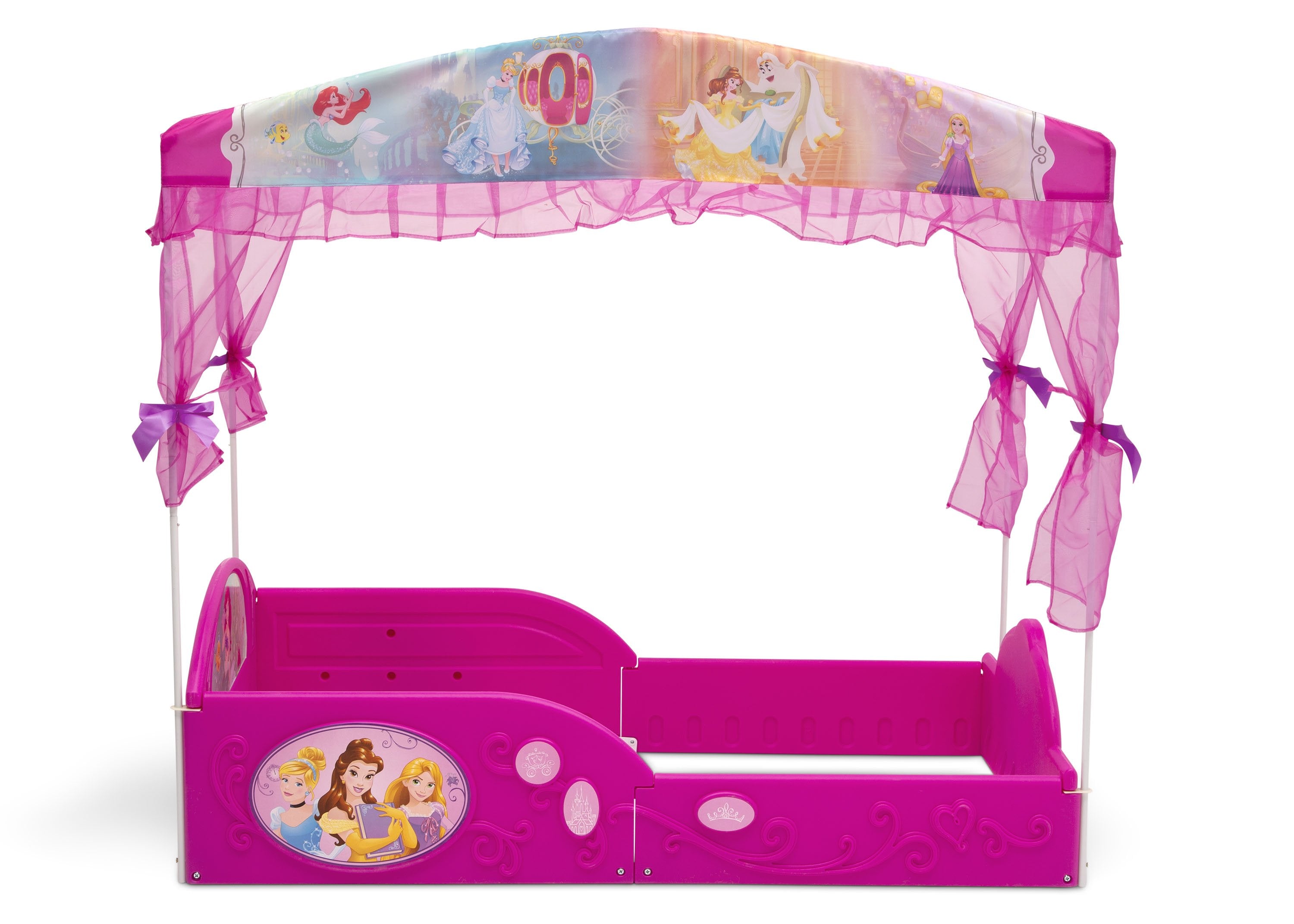 Disney Princess Plastic Toddler Bed with Canopy - Pink Kids Sleeping Bed for Girls Room Decor | Delta Children Sleep and Play Bed for Nursery, Bedroom & Playroom
