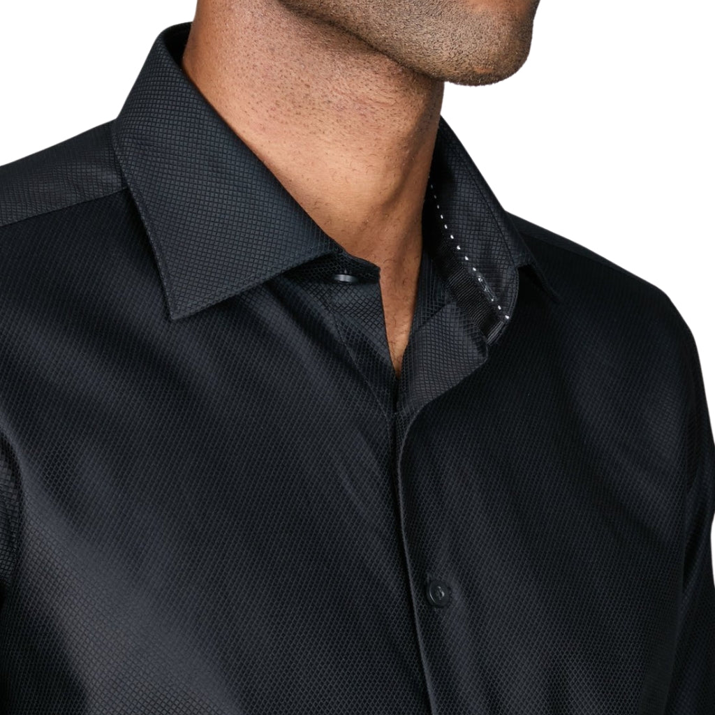 ABELARD Slim Fit Button Evening Shirt for Men - Single Cuff Formal Dress Shirt in Black - Perfect for Weddings, Business Meetings & Special Occasions