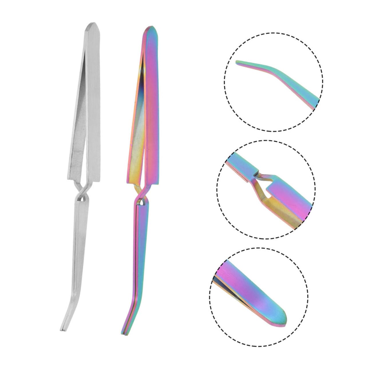 NOLITOY 4-Piece Stainless Steel Nail Art Kit - Nail Clips, Rhinestone Tweezers & Manicure Tools for Professional Nail Design | Perfect for Salons, DIY Nail Art & Home Manicures