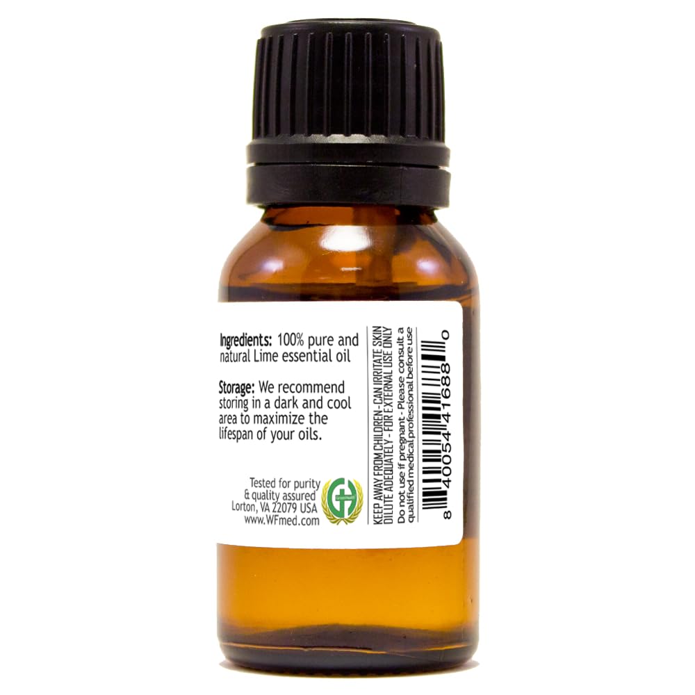 100% Pure Lime Essential Oil - 1/2 fl oz (15ml) Glass Bottle - Natural Aromatherapy Oil for Diffusers, Massage & DIY Skincare - GreenHealth Brand