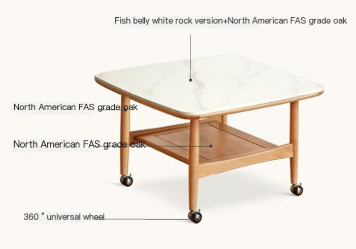 Premium Oak Solid Wood Rocking Tea Table - Handcrafted Rustic Coffee Table for Living Room, Patio & Outdoor Relaxation
