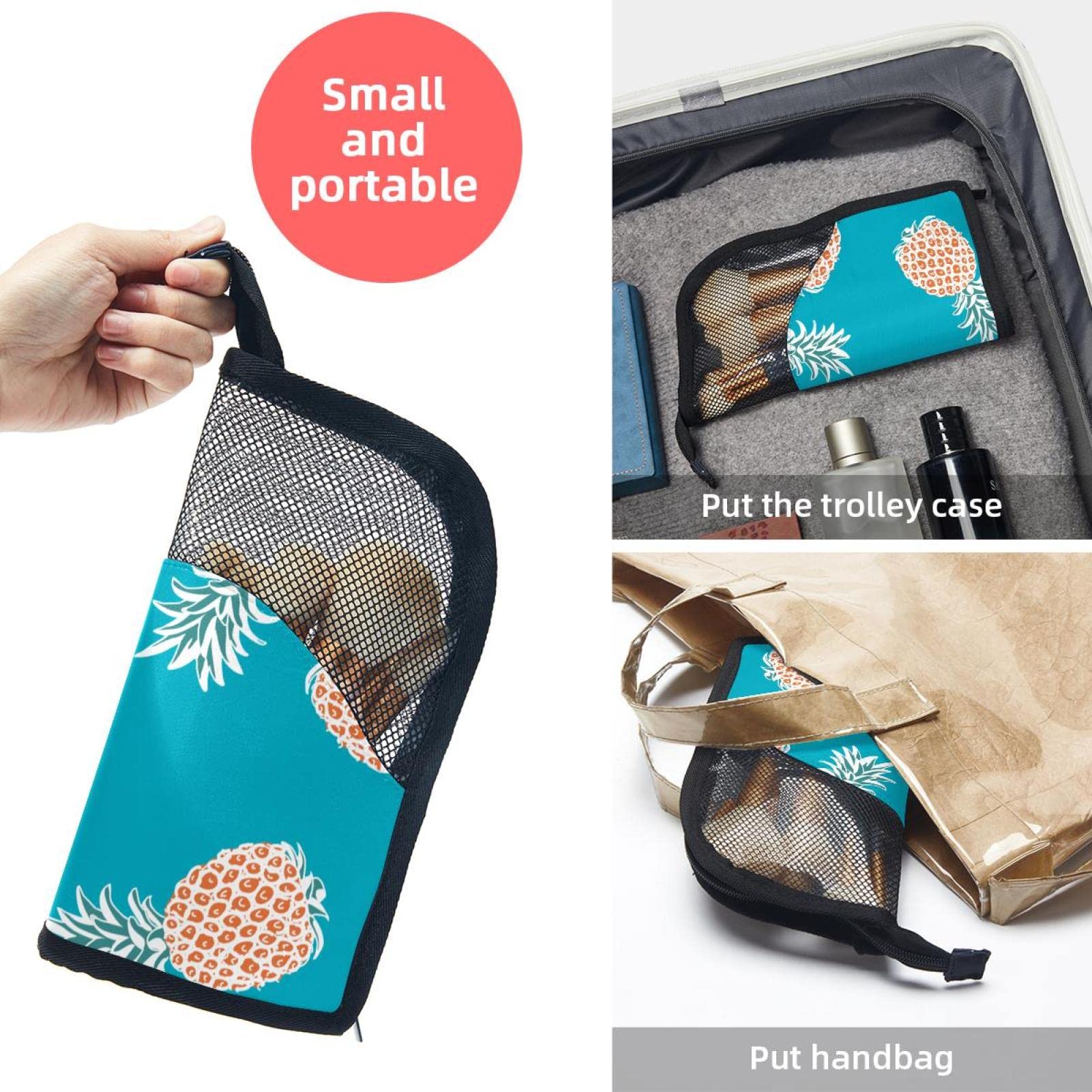 12-Piece Makeup Brush Set with Pineapple Print Organizer Bag - Portable Travel Cosmetic Brush Holder Case for Professional & Home Makeup Application