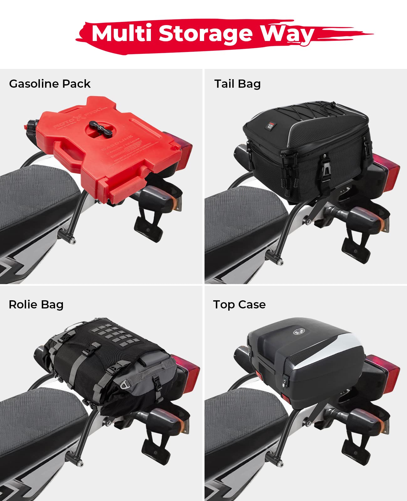 KEMIMOTO Motorcycle Rear Rack for Yamaha XT250 (2008-2025) - Heavy Duty Luggage Carrier & Cargo Storage Rack - Perfect for Enduro Adventures, Camping, and Off-Road Travel
