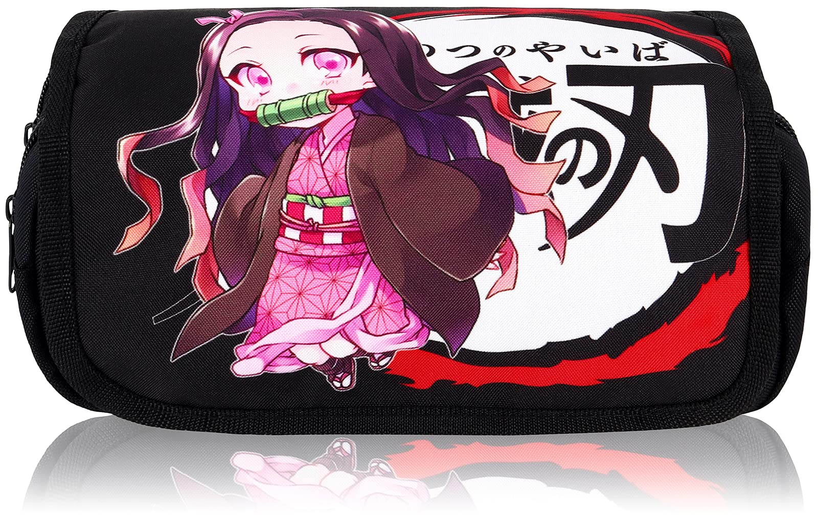 Roffatide Anime Demon Slayer Makeup Bag - Waterproof Zipper Cosmetic Pouch for Travel & School - Perfect for Makeup Brushes, Pens & Small Accessories