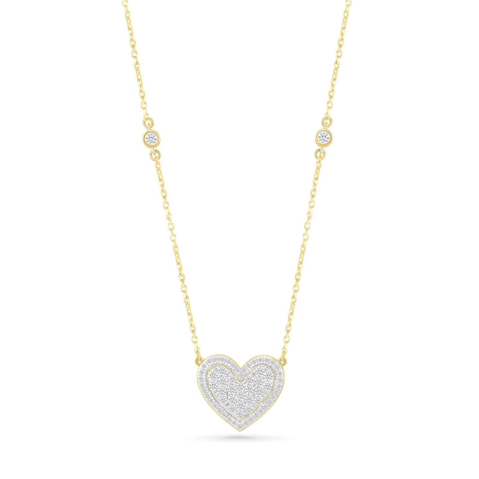 10k Yellow Gold Diamond Pave Heart Necklace - Elegant Valentine's Day Gift for Her, Anniversary Present, Romantic Jewelry for Women - Perfect for Date Nights & Special Occasions