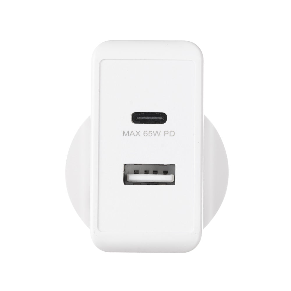 3sixT ANZ 65W USB C PD Fast Wall Charger with 2.4A Port - Compact & Powerful for iPhone 15/14/13, MacBook, iPad, Samsung Galaxy - Perfect for Travel, Home & Office Use