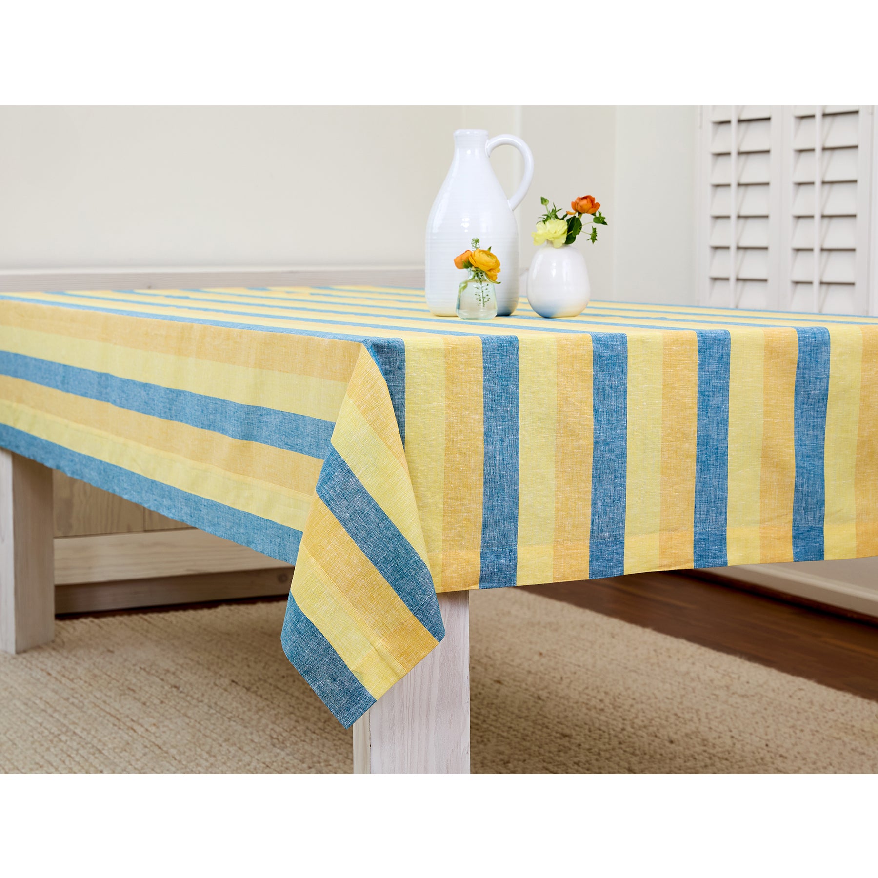 Stylish Cabana Stripe Tablecloth - Waterproof & Wrinkle-Resistant Rectangular Table Cover for Outdoor Dining, Picnics, and Party Decor