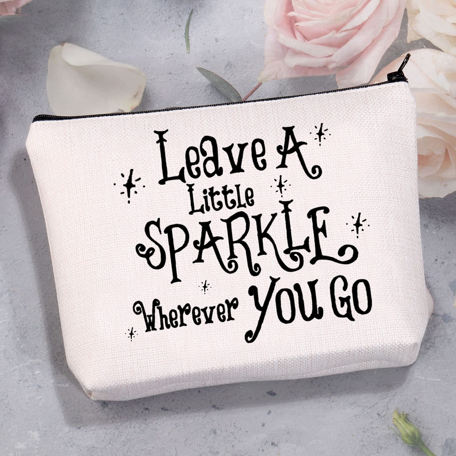 Sparkle Cosmetic Bag - Stylish Travel Makeup Organizer with Inspirational Quote, Perfect Gift for Women | Great for Travel, Gym & Everyday Use