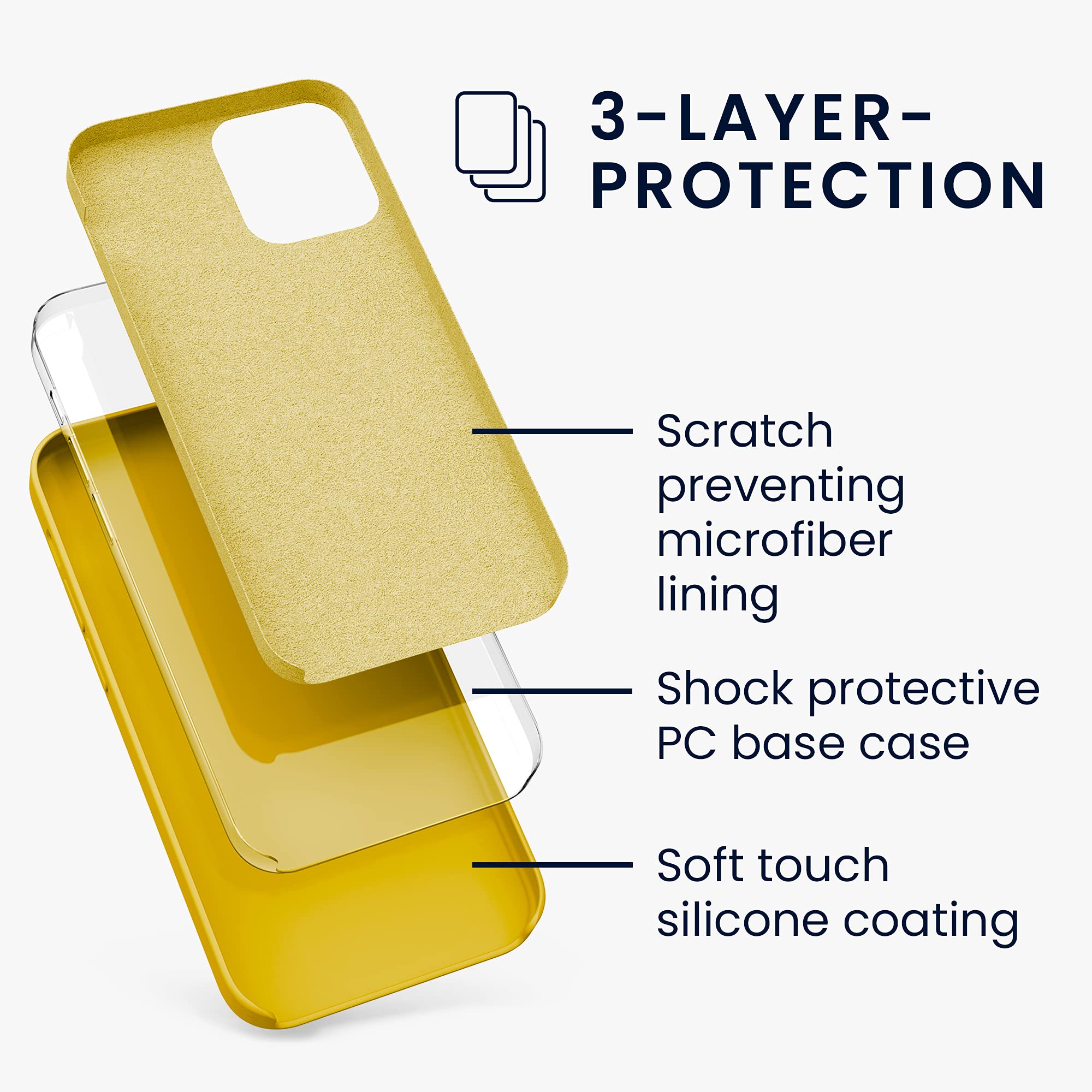 kwmobile Shockproof TPU Silicone Case for Apple iPhone 12 & iPhone 12 Pro - Soft Matte Finish Honey Yellow Protective Phone Cover - Perfect for Everyday Use, Outdoor Activities & Travel Protection
