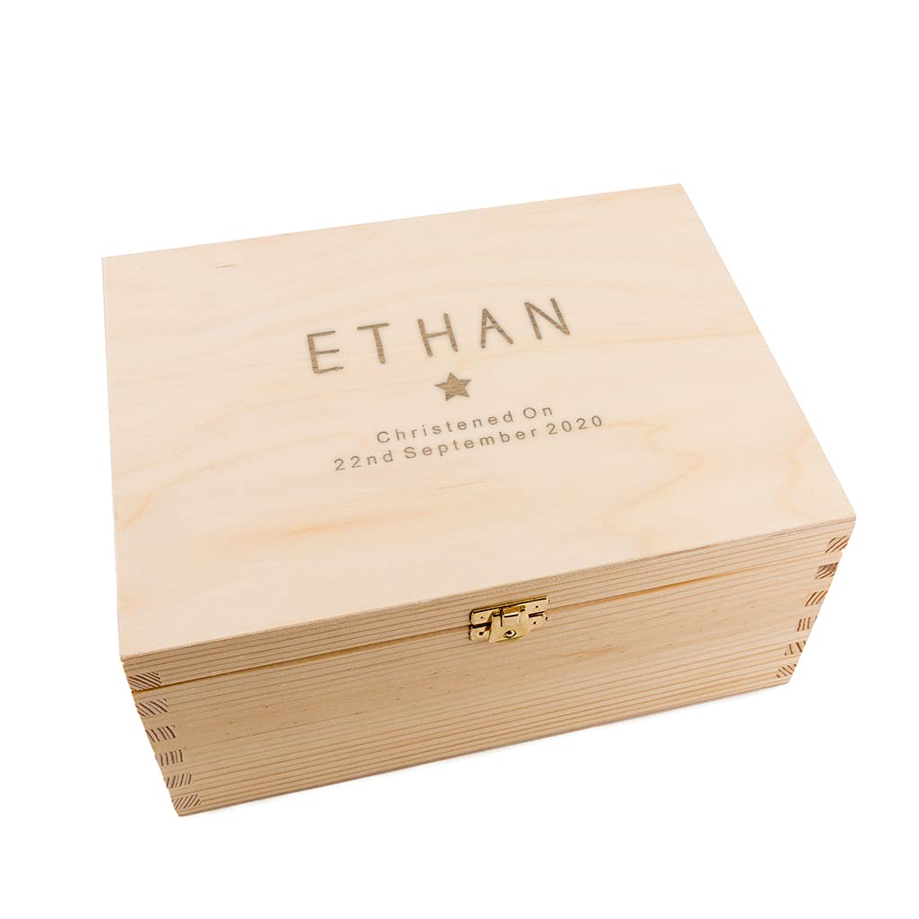 Personalized Baptism Keepsake Box for Baby Girls & Boys - Engraved Wooden Memory Box - Perfect Christening Gift for Godparents & Family - Ideal for Baptism, First Communion & Baby Shower Gifts