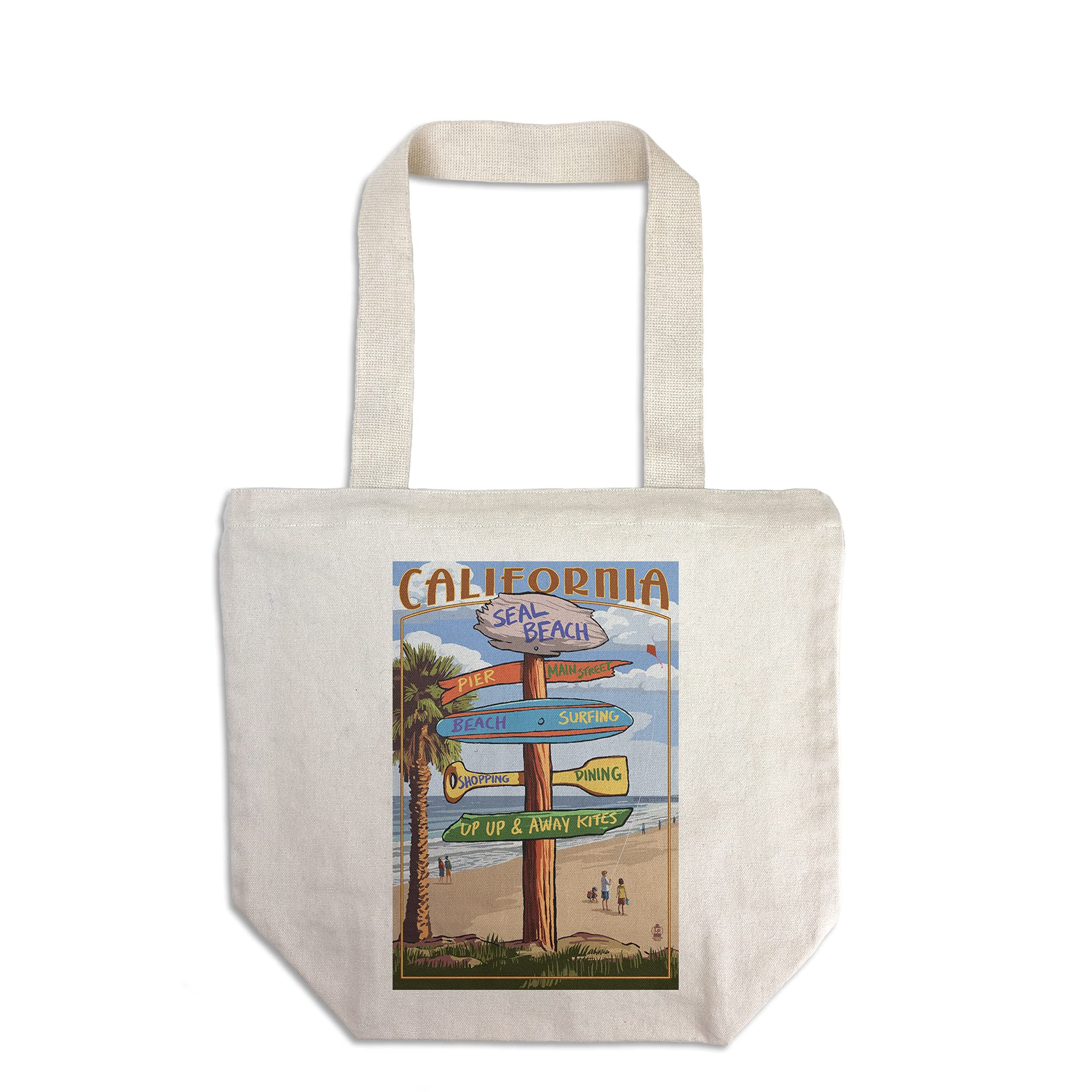 Lantern Press Seal Beach California Tote Bag - 100% Cotton Canvas Reusable Shopping Bag for Beach, Groceries & Daily Use
