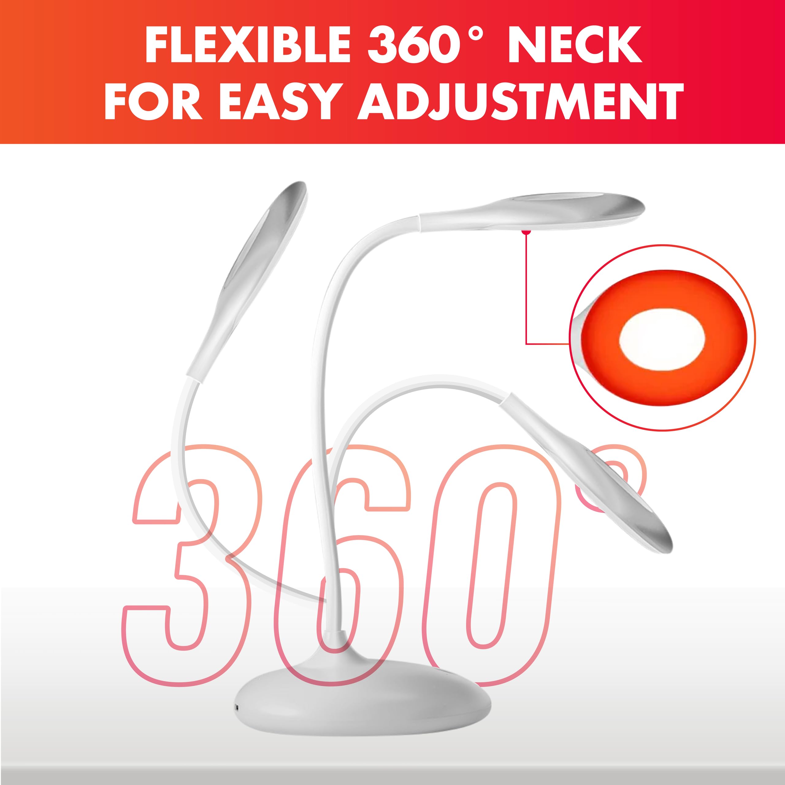 Mito Red Light Therapy Lamp - Portable & Flexible Cordless Rechargeable Reading Light for Bedroom, Desk, Office & Travel - Red Light for Relaxation, Sleep & Skin Care