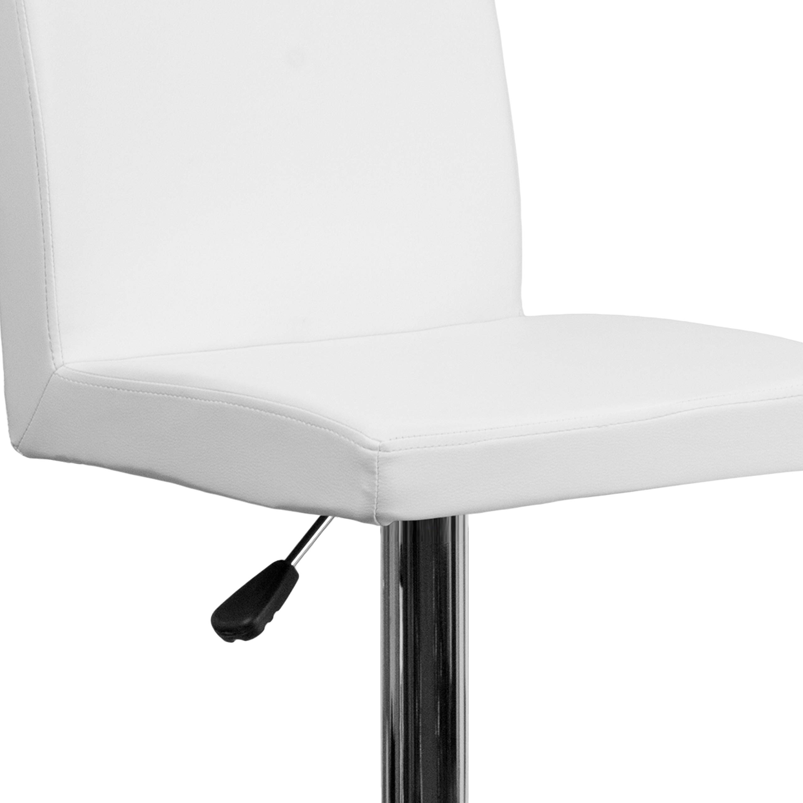 2 Pack White Vinyl Adjustable Height Bar Stools with Panel Back & Chrome Base - Perfect for Kitchen Island, Breakfast Nook & Home Bar Seating