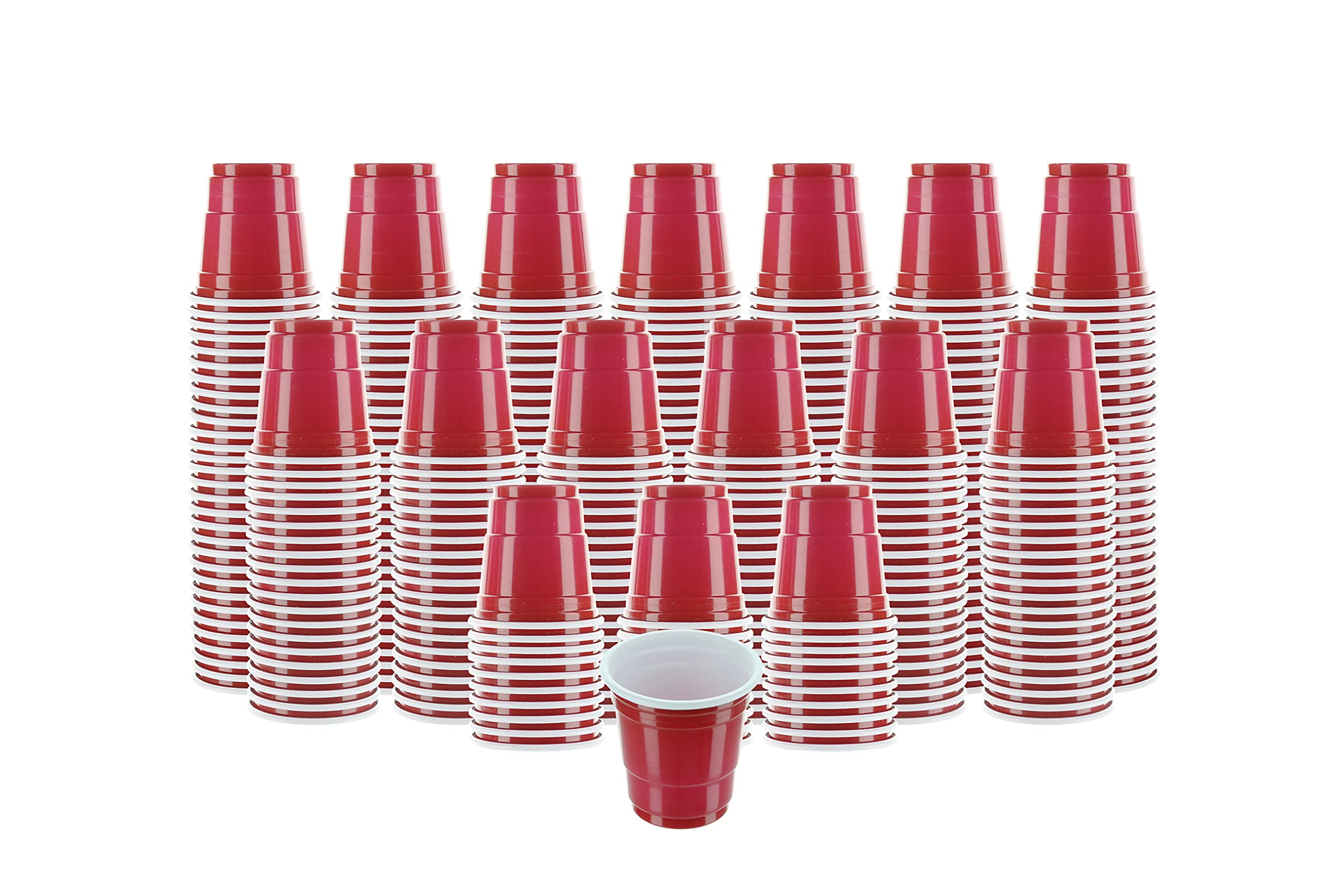 360 Pack 2oz Plastic Shot Glasses - Mini Red Disposable Cups for Jello Shots, Condiments, Snacks & Tastings | Perfect for Parties, Catering & Sampling Events