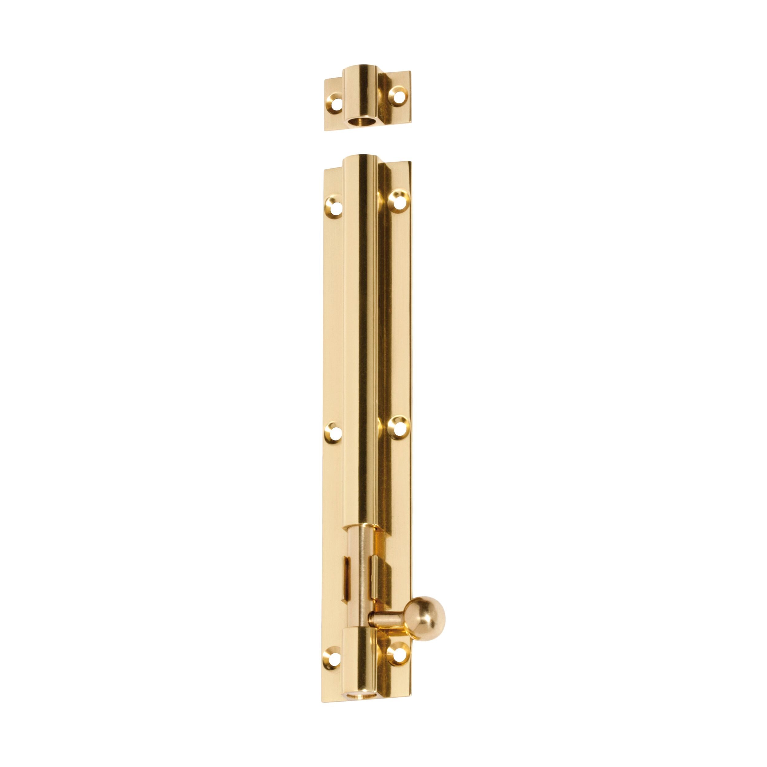 1408 Barrel Bolt 7.5mm - Polished Brass Cabinet Door Latch - 150mm Length x 25mm Width - Secure Drawers, Cabinets & Furniture - Ideal for Home, Office & Storage Organization