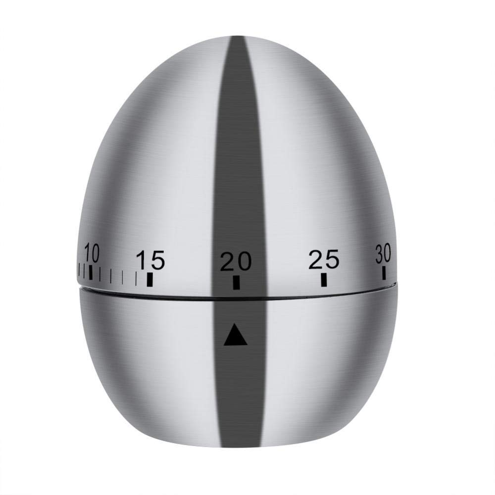 Stainless Steel Egg Timer - Boiled Egg Shaped Kitchen Alarm Timer for Cooking, Baking & Outdoor Use - Perfect for Soft, Medium & Hard Boiled Eggs