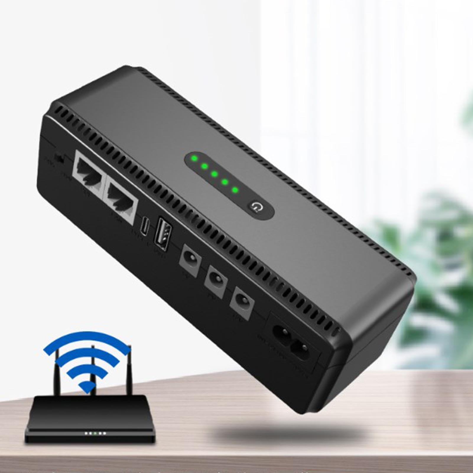 10400mAh UPS Backup Battery for Router & WiFi Camera - Compact Uninterruptible Power Supply for Security Systems | Perfect for Home/Office Network Equipment & Surveillance Devices