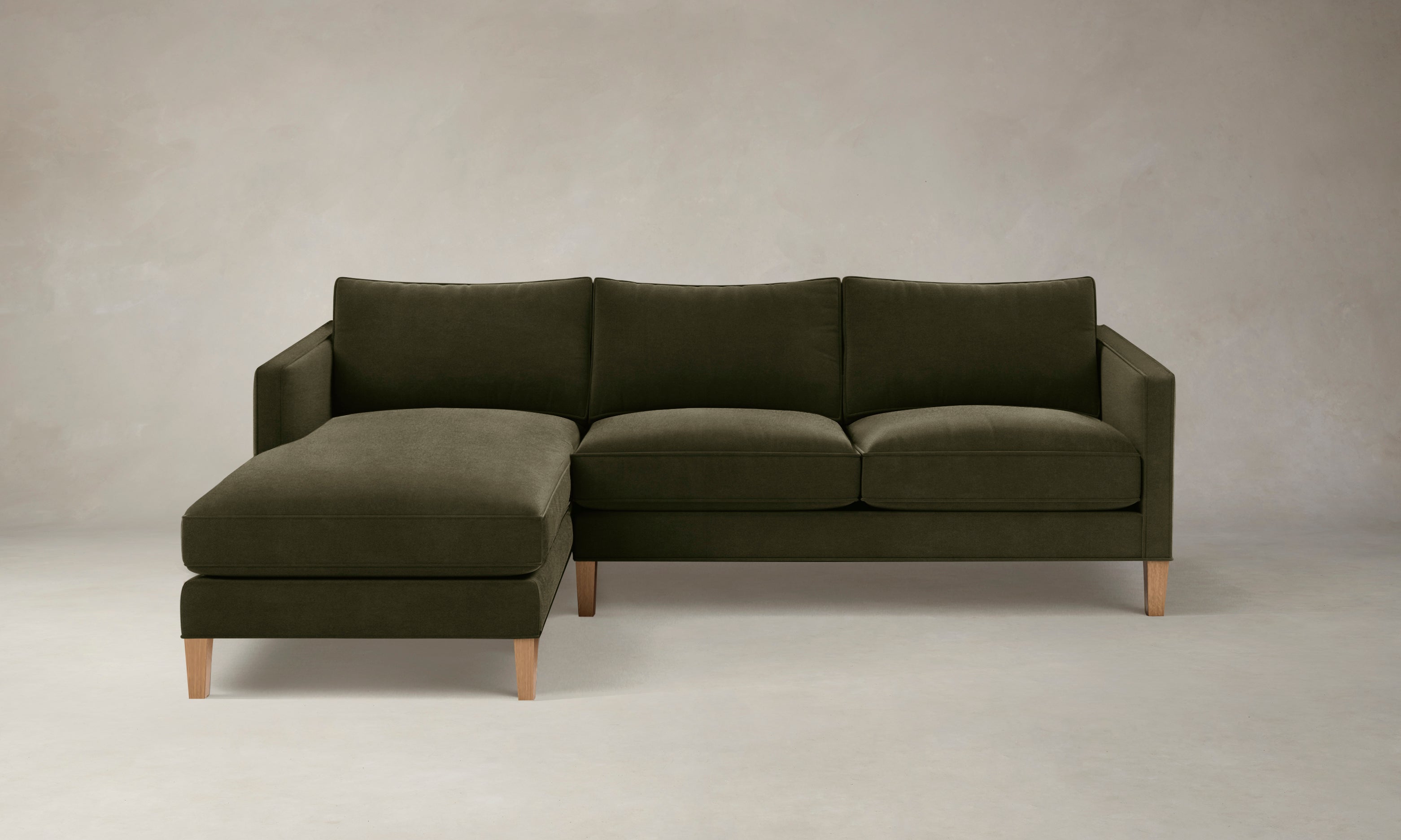 Crosby Sectional Sofa - Performance Velvet Upholstery in Olive Green | Modern Living Room Furniture for Comfort & Style