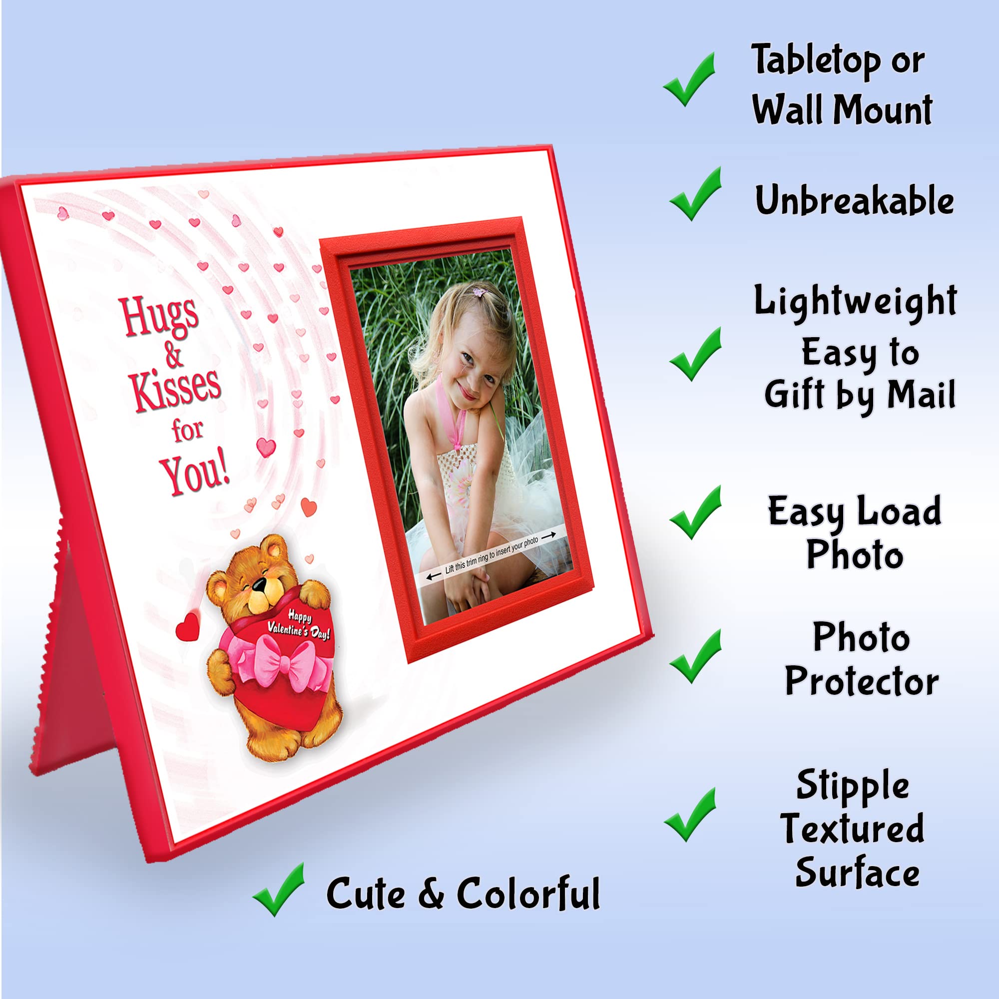 Valentine's Photo Frame - Cute Bear Design for Grandma Gift | Holds 3.5x5 Photo | Tabletop Decor