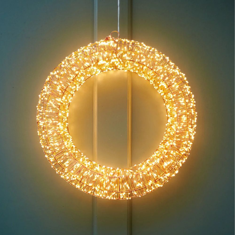 Lumina Galaxy Twinkling LED Light Wreath - Plug in Christmas Decoration for Indoor/Outdoor Holiday Decor, Party & Wedding Lighting