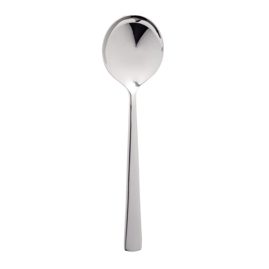 Premium Modern Soup Spoons Set of 12 - Stainless Steel Elegant Dining Utensils for Restaurant, Home Kitchen & Dinner Parties