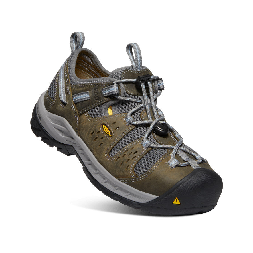 Women's Atlanta Cool II ESD Steel Toe Safety Shoes - Gargoyle/Blue Fog | Slip Resistant & Electrical Hazard Protection for Work & Construction Sites