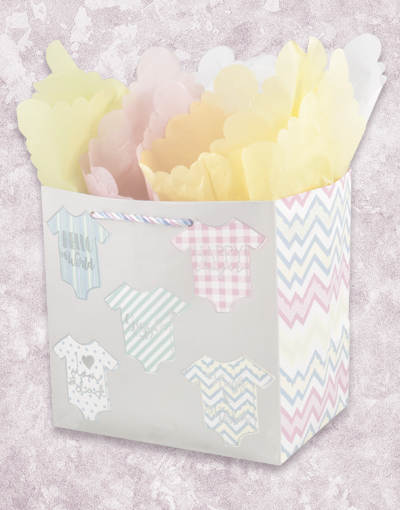 Cute Baby Onesies Gift Bags - Medium Square Size for Newborns & Infants | Perfect for Baby Showers, Birthday Presents & Special Occasions