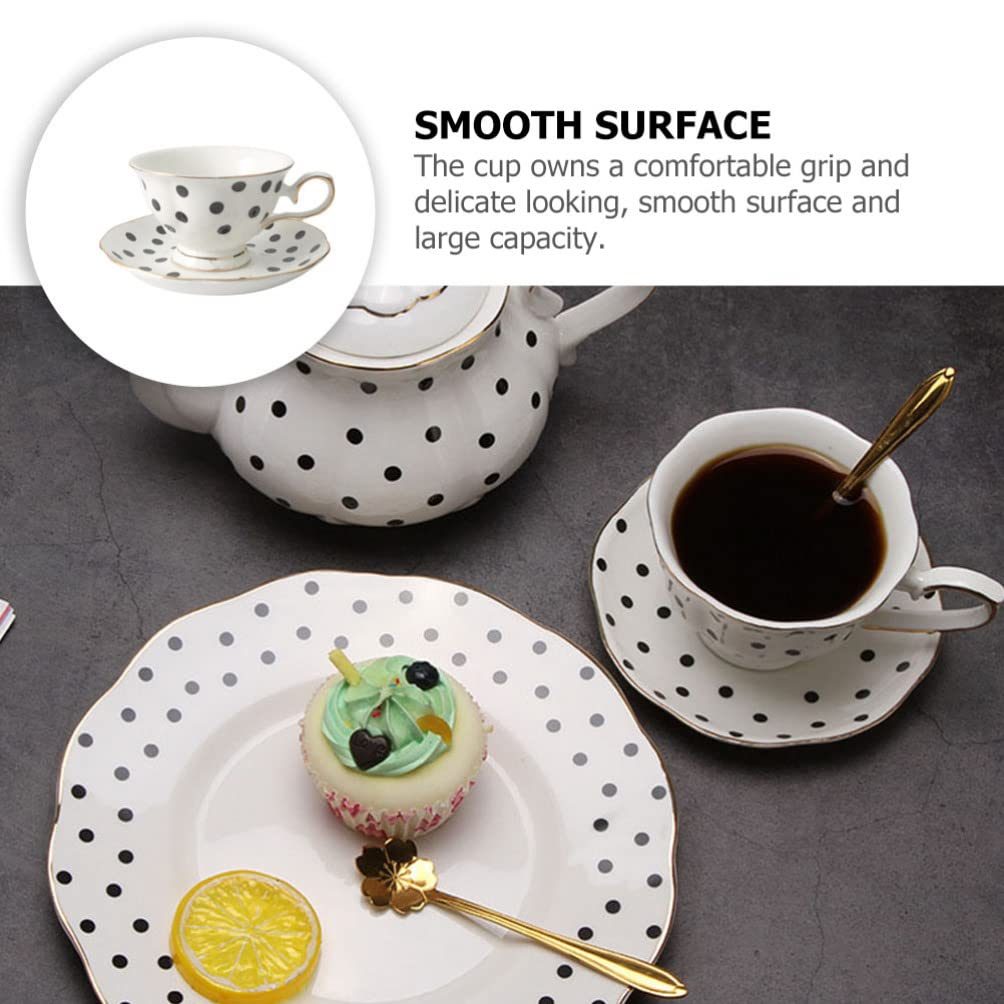 DOITOOL 16-Piece Porcelain Coffee Cup Set - White & Black Cappuccino Cups with Saucers, Tea Mugs, European Style Drinkware for Latte, Cafe, Travel - Perfect for Home, Office & Restaurant Use