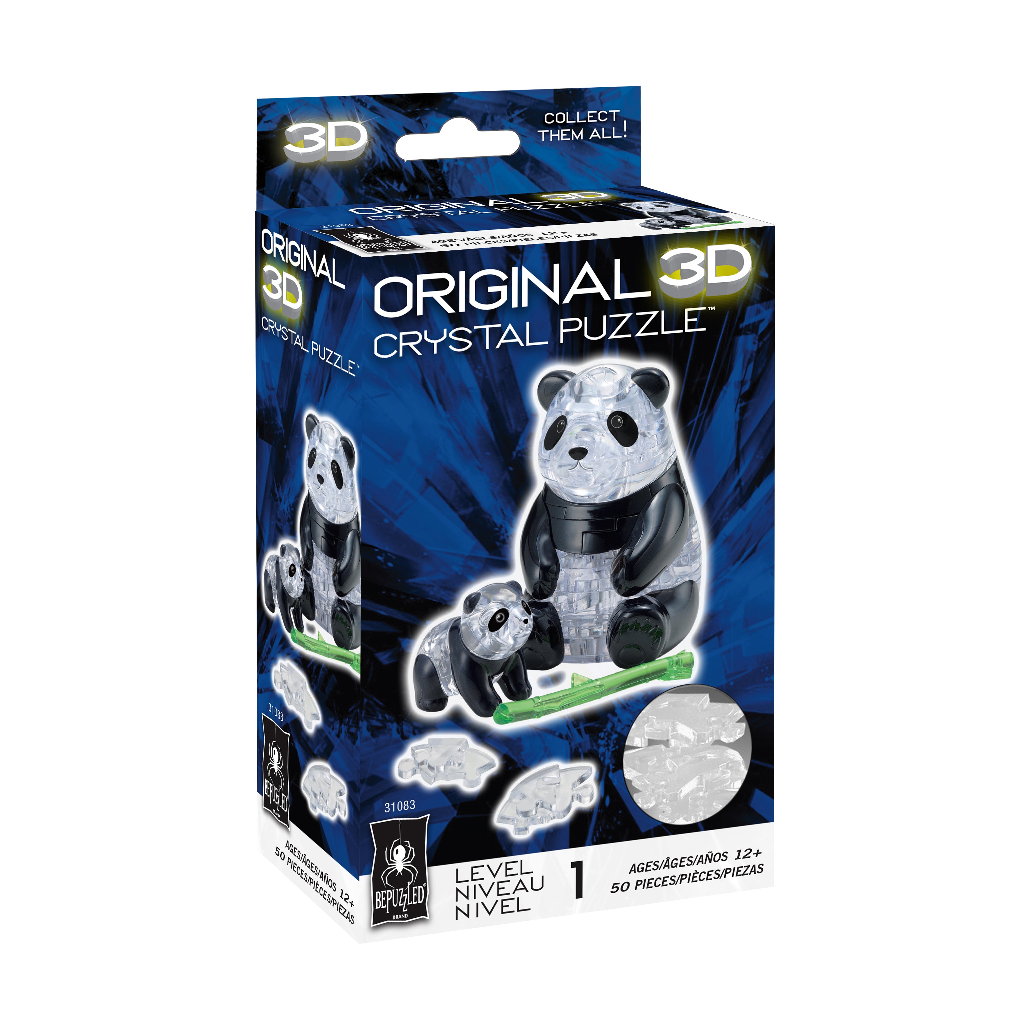 Charming 3D Crystal Puzzle - Panda and Baby - 50 Pieces - Fun Family Activity & Educational Toy for Kids & Adults