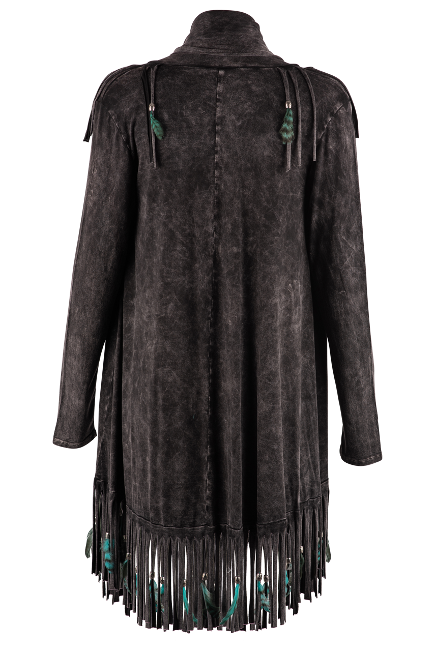 Pat Dahnke Black Fringe Shawl Jacket - Stylish Women's Outerwear for Evening Parties & Boho Fashion
